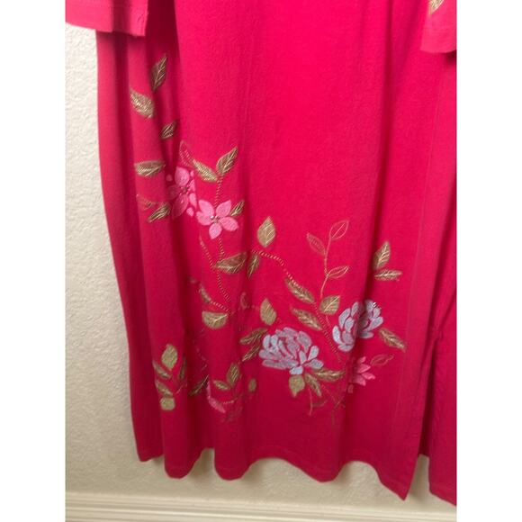 Anna Maxwell 2 Piece Knit Embroidered Maxi Dress Jacket Set 18 20 W Pink Floral - Picture 2 of 11